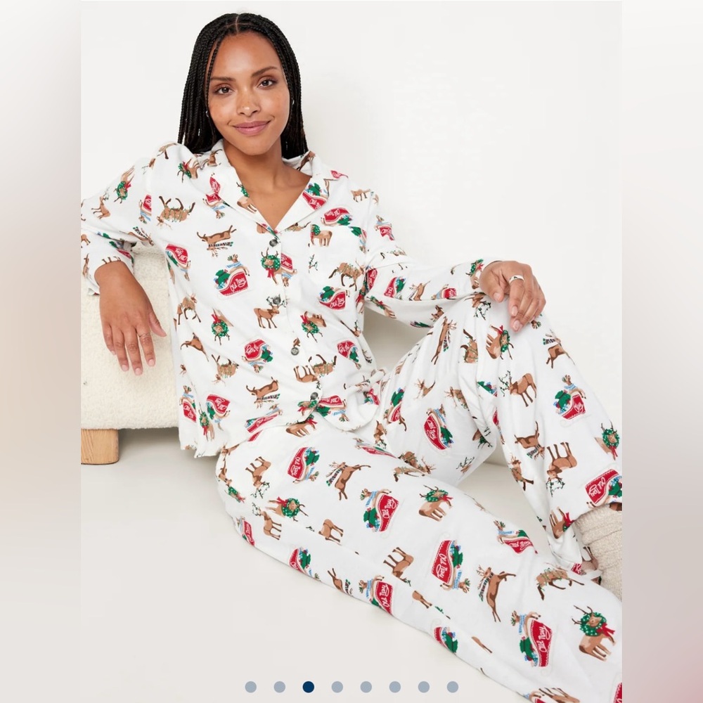 New Old Navy flannel Christmas Festive Reindeer Print Pajama Set women’s 3X - Picture 2 of 9